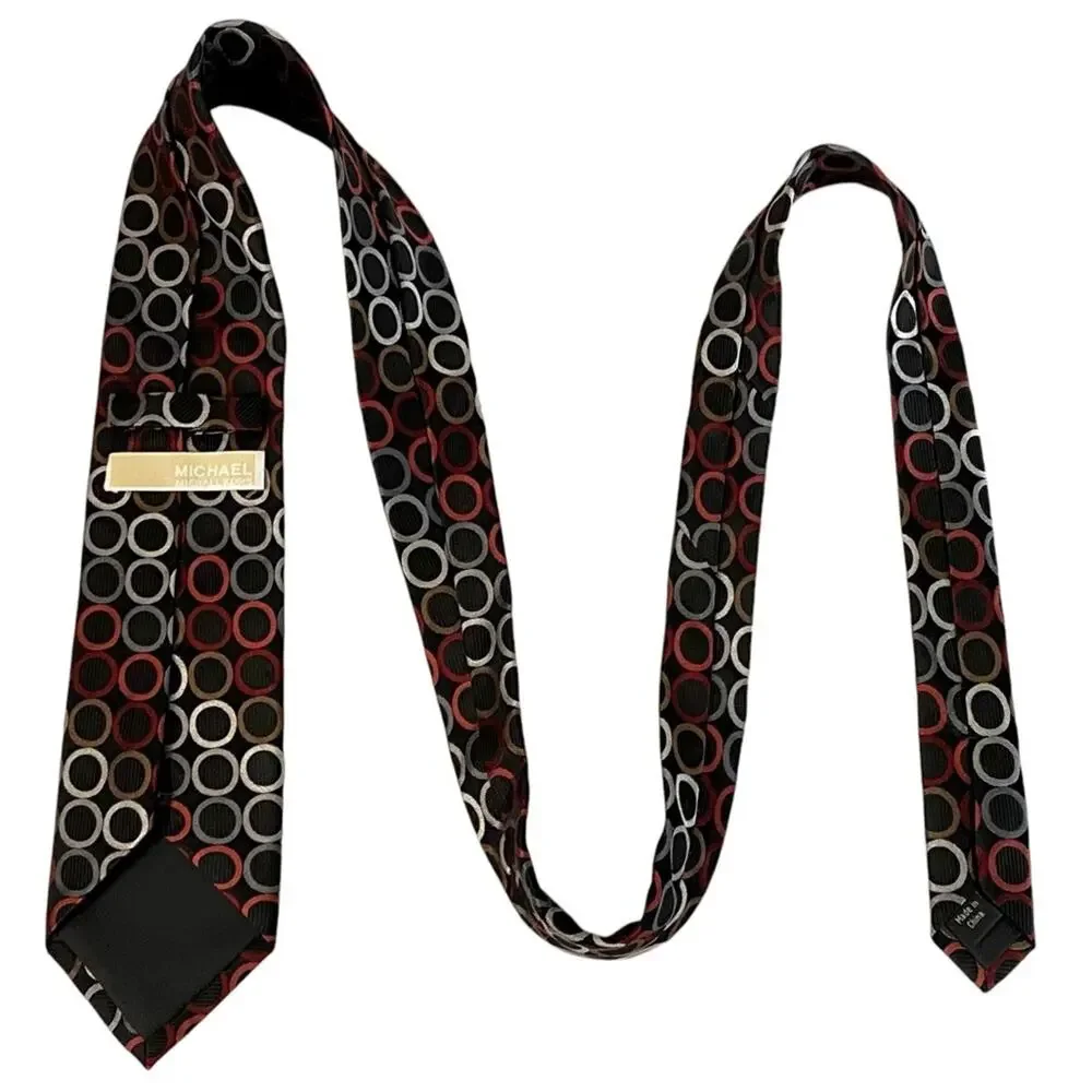 MICHAEL Michael Kors Necktie Black Silk Circle Dot Geometric Career Designer